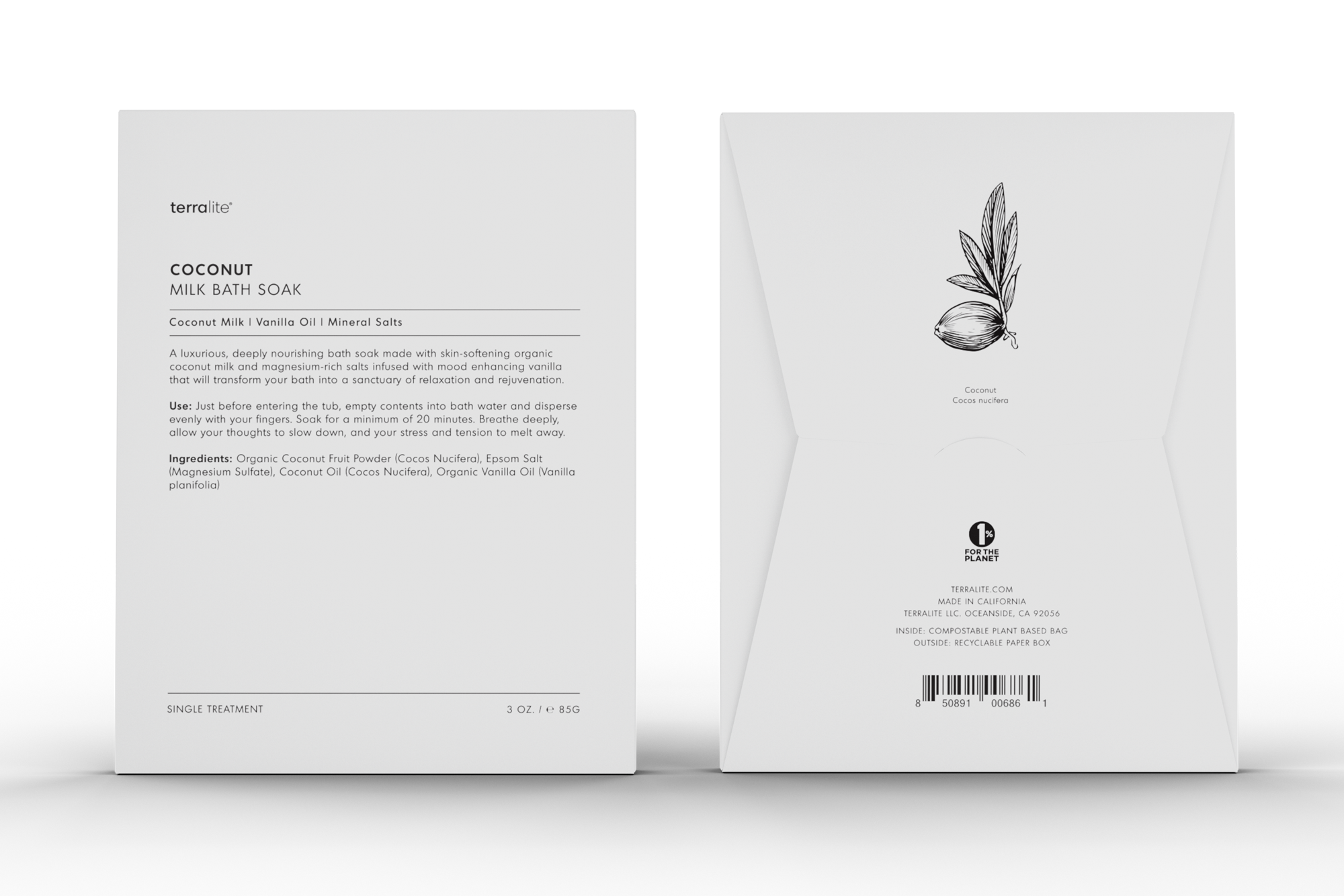 Coconut Milk Bath Soak Organic - Single Treatment with Vanilla