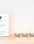Organic Natural Tealights 12-pack with reusable tealight tins - front of box