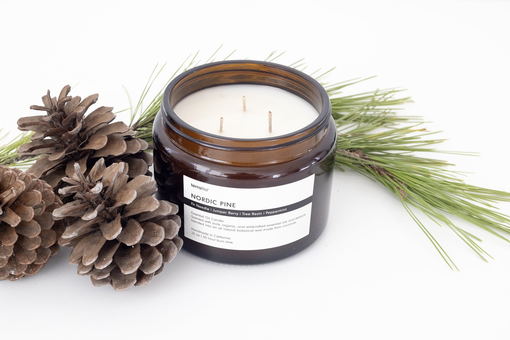 Nordic Pine Essential Oil Candle - 16 oz. made with Fir Needle, Juniper Berry, Tree Resin, and Organic Peppermint.