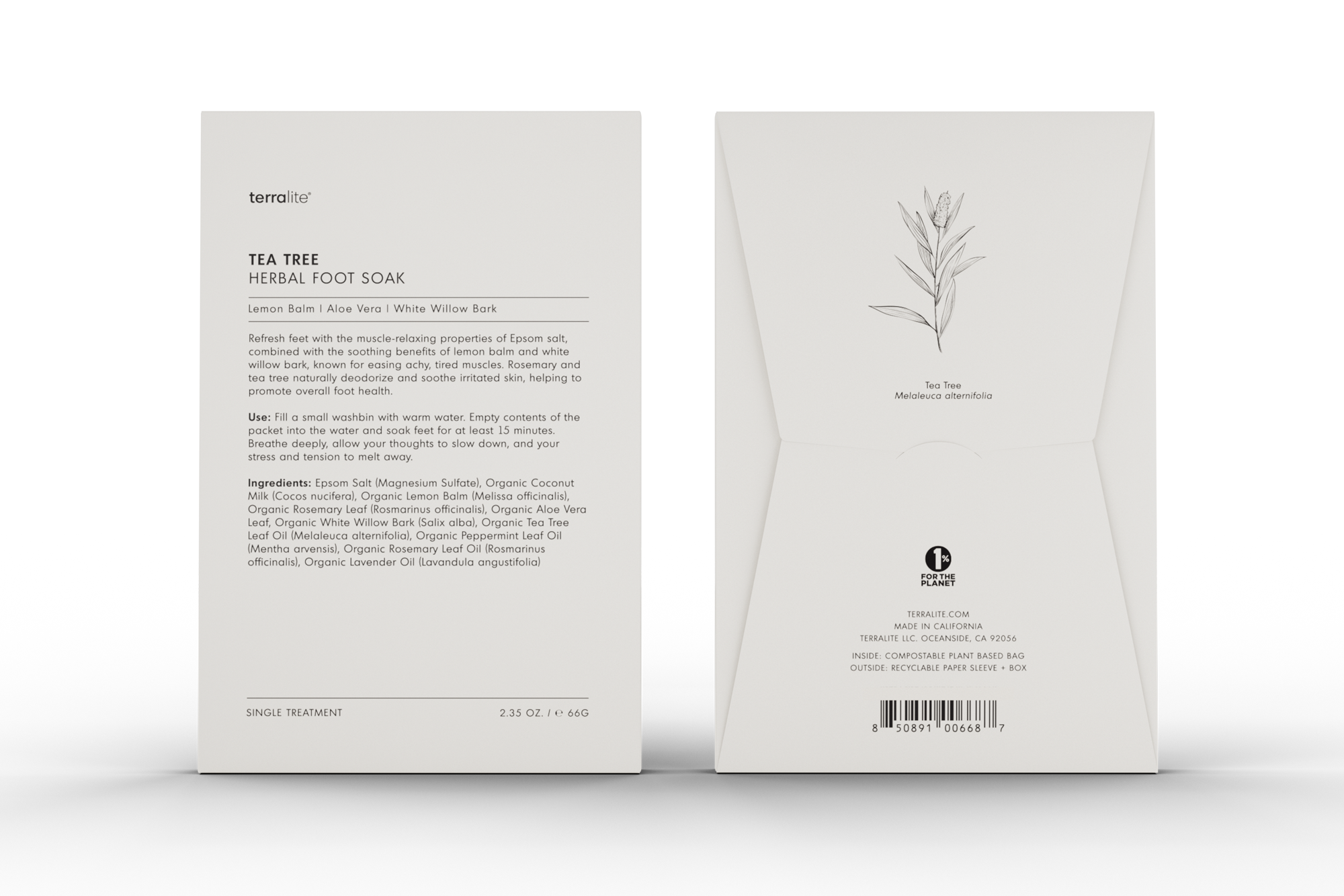 Tea Tree Herbal Foot Soak Organic - Single Treatment with Anti-fungal, Antiseptic properties