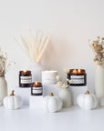 White Pumpkin Essential Oil Candle made with Vanilla, Allspice, Cinnamon, and Ginger. Autumn Fall Spice - Family
