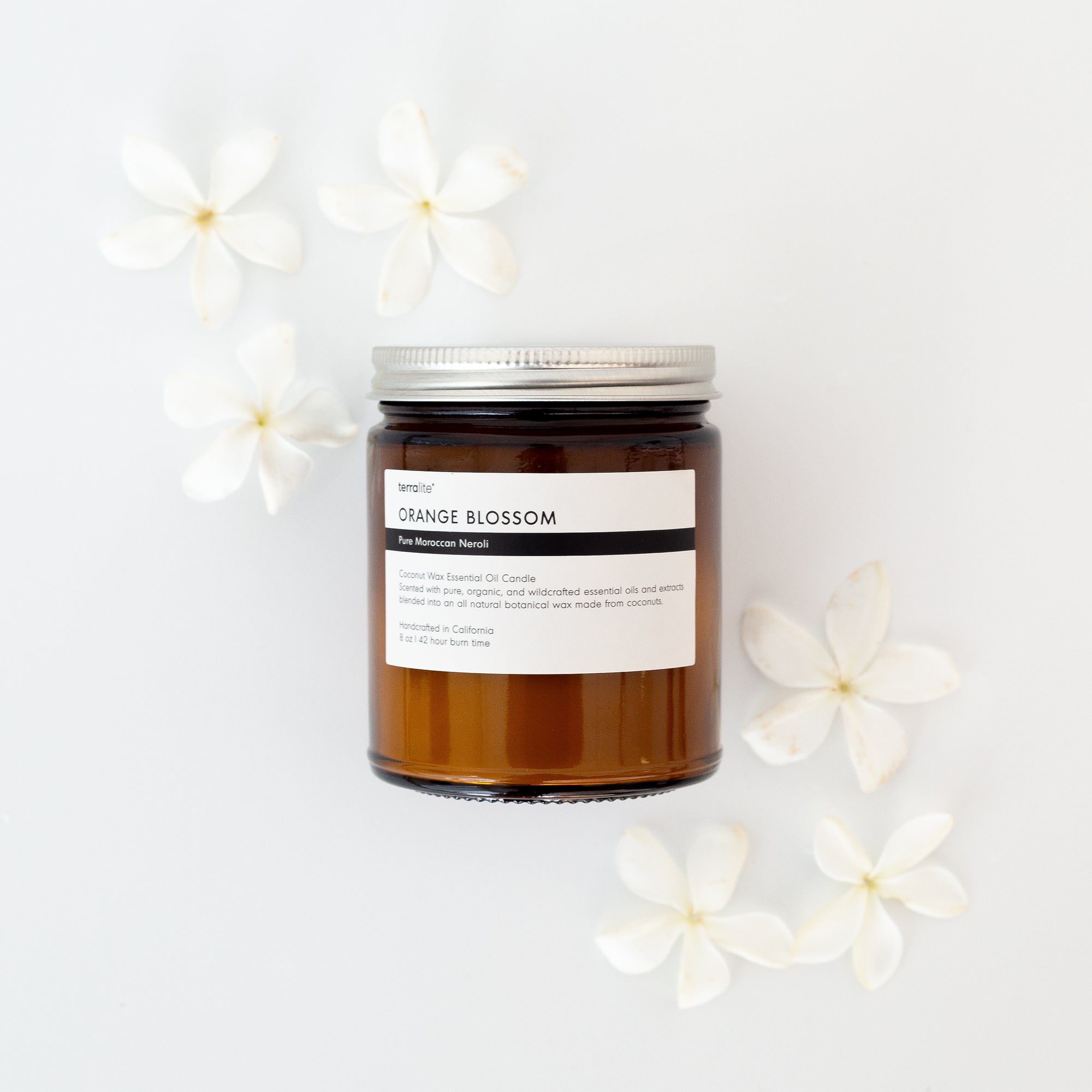 Orange Blossom Essential Oil Candle - 8 oz. made with neroli essential oil.