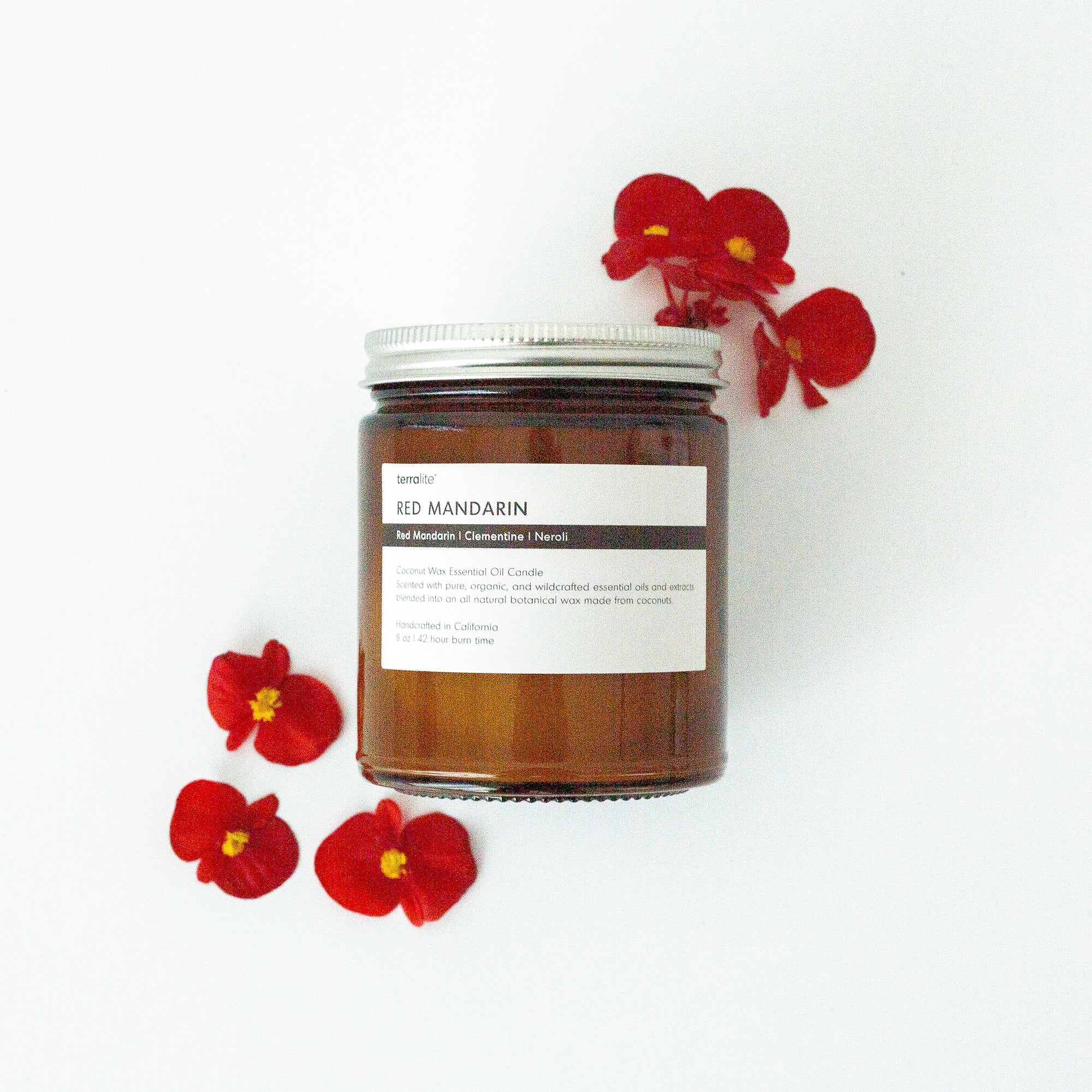 Red Mandarin Essential Oil Candle - 8 oz. made with red mandarin, clementine, and neroli essential oils.