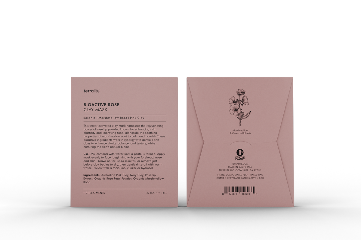 Bioactive Rose Clay Mask Organic - Single Treatment with Rose and Australian Pink Clay