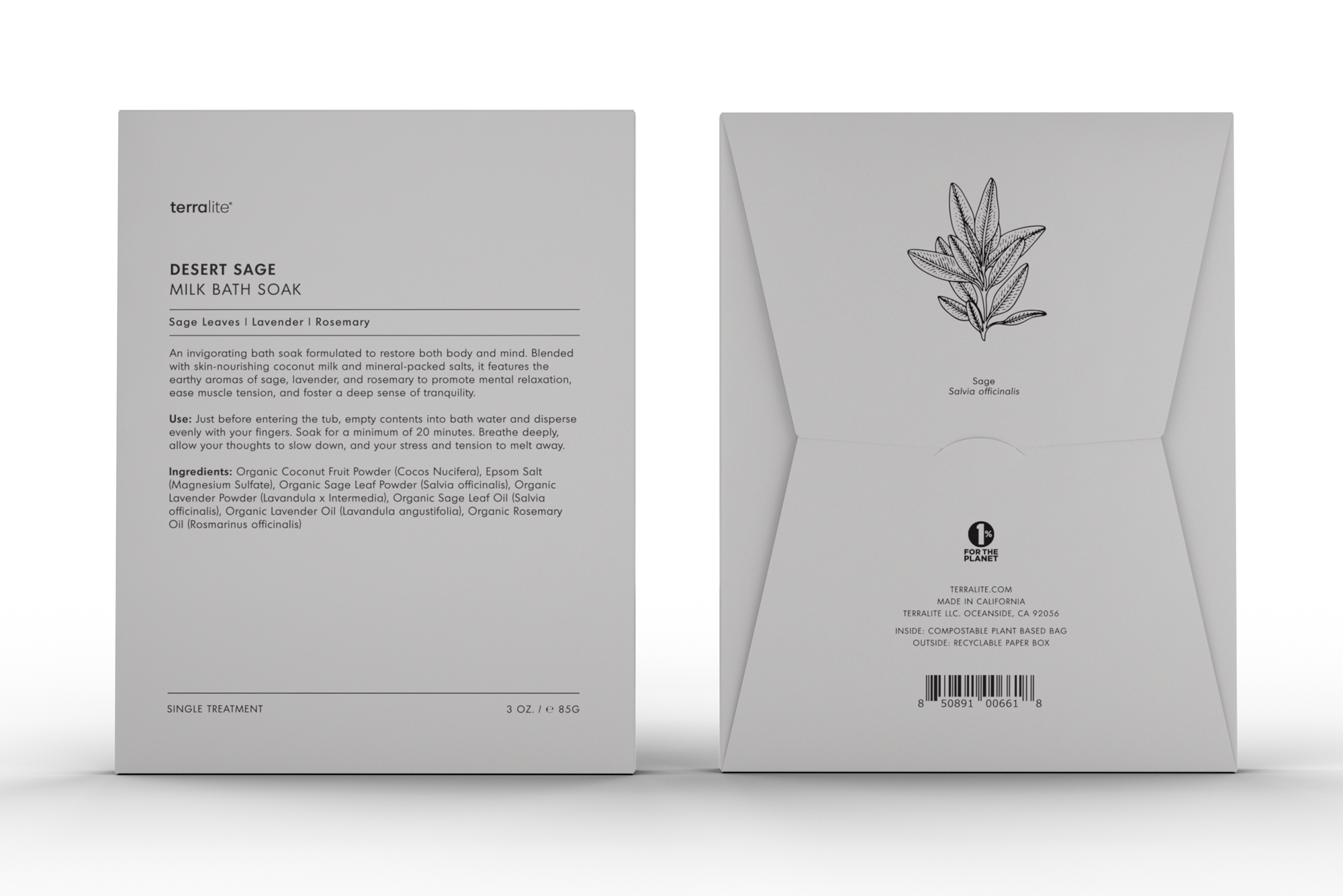 Desert Sage Milk Bath Soak Organic - Single Treatment with Sage, Lavender, and Rosemary