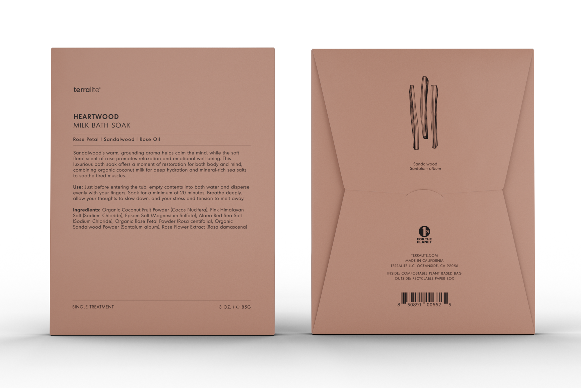 Heartwood Milk Bath Soak Organic - Single Treatment with Sandalwood and Rose