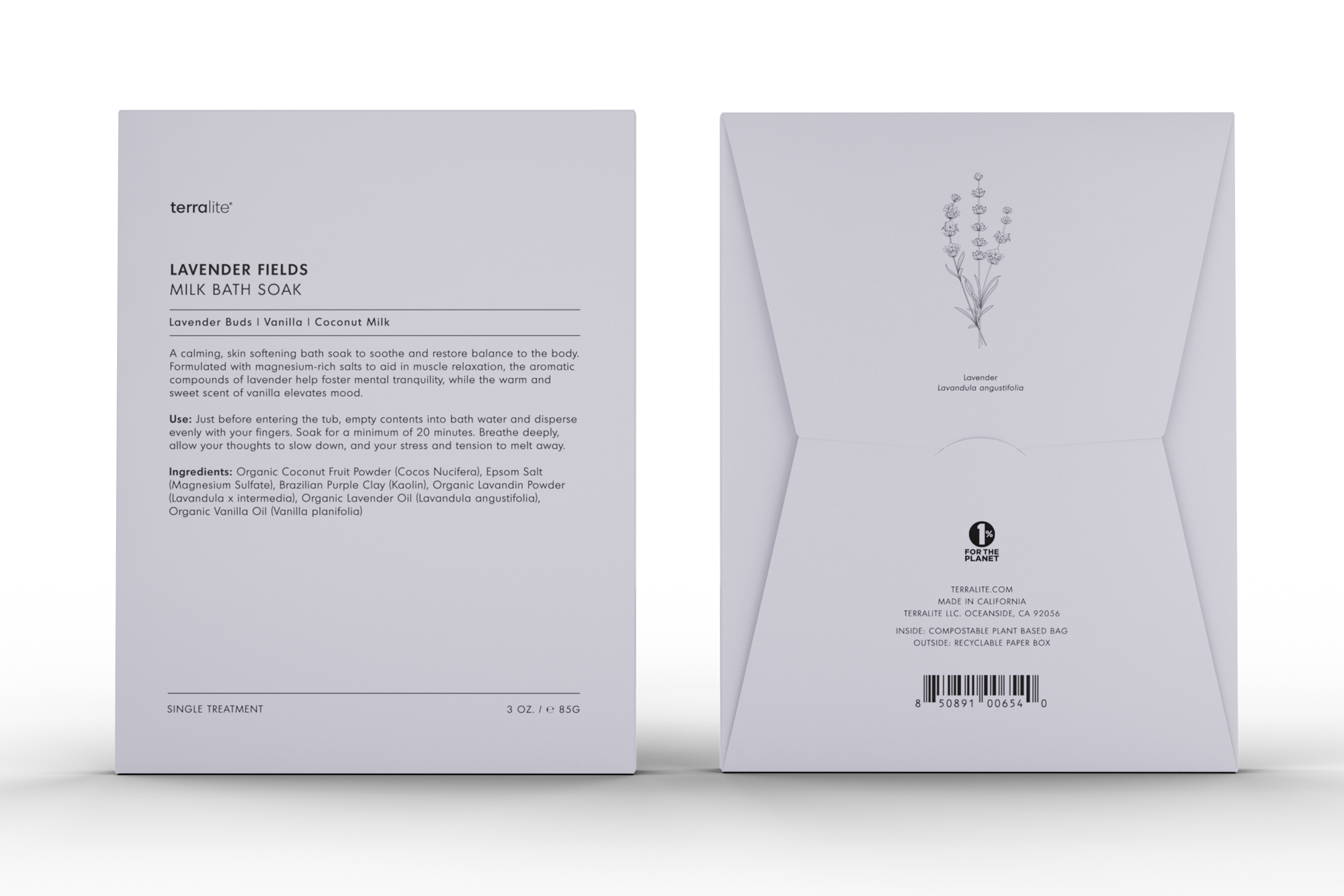 Lavender Organic Milk Bath Soak - Single Use Treatment with Lavender and Vanilla