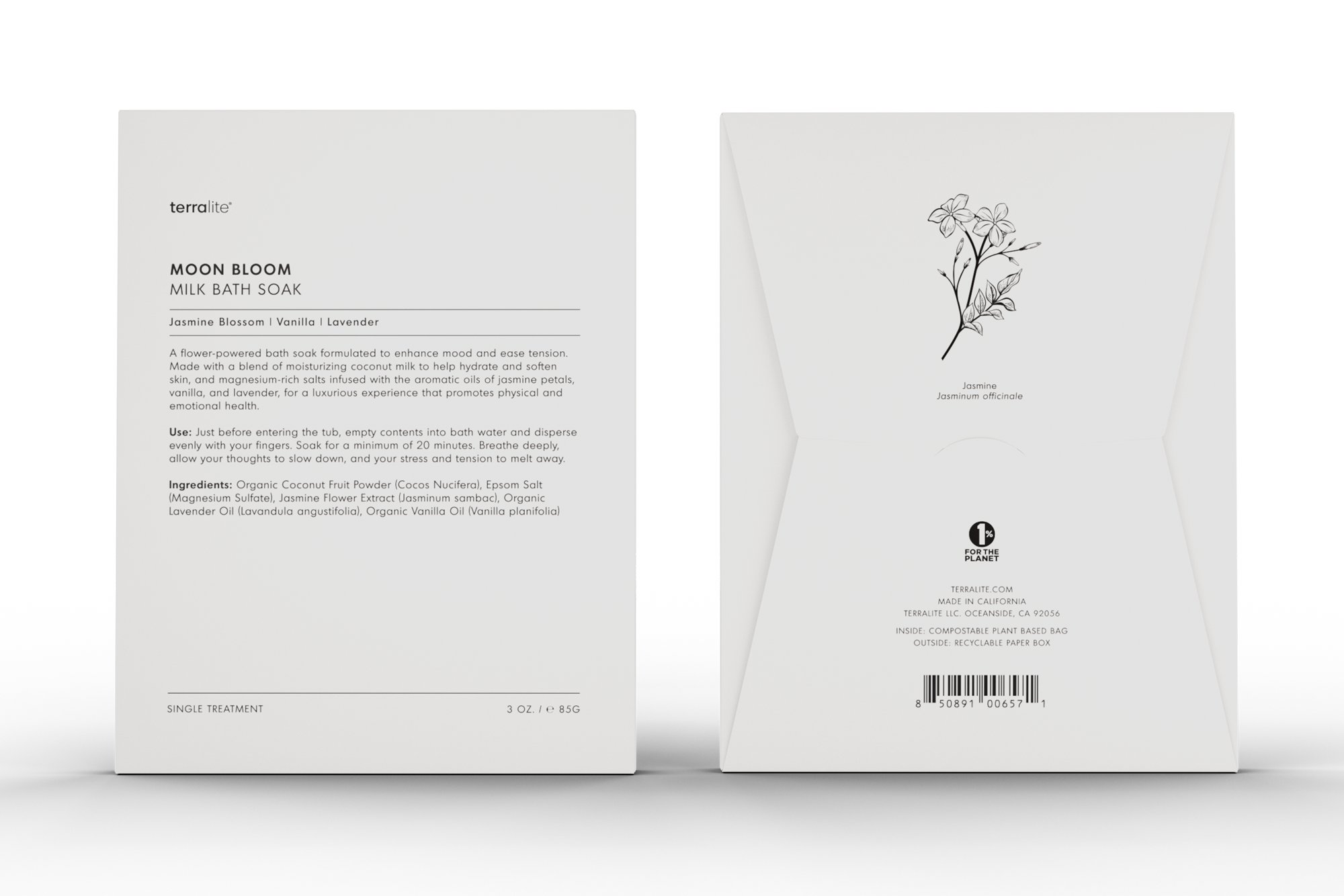 Moon Bloom Milk Bath Soak Organic - Single Treatment with Jasmine, Lavender, Vanilla