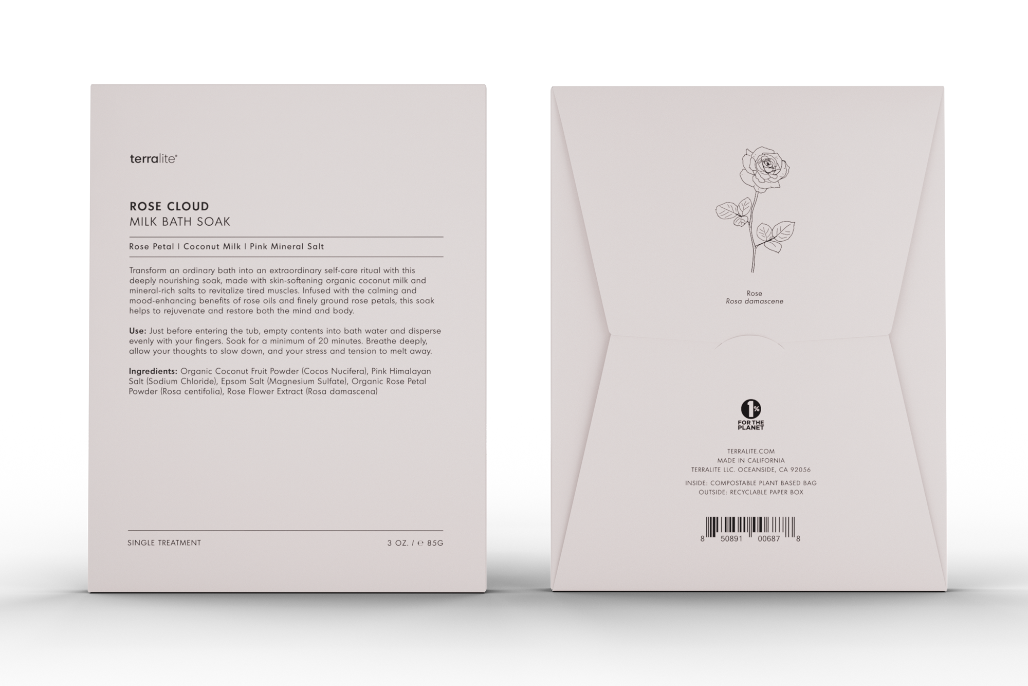 Rose Cloud Milk Bath Soak Organic - Single Treatment with Rose and Coconut