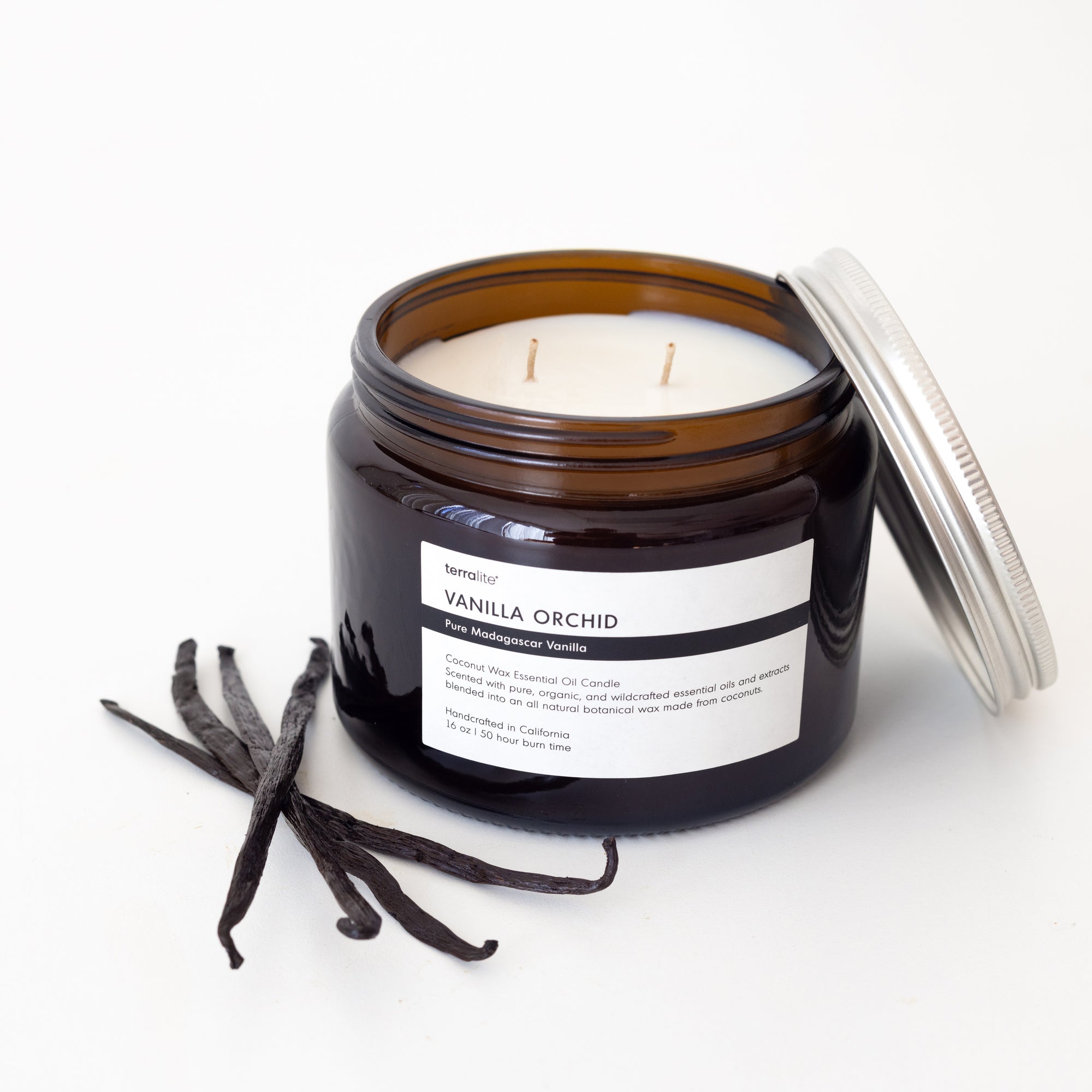 Vanilla Essential Oil Candle, all natural with organic essential oils and plant extracts - 2 wick Size