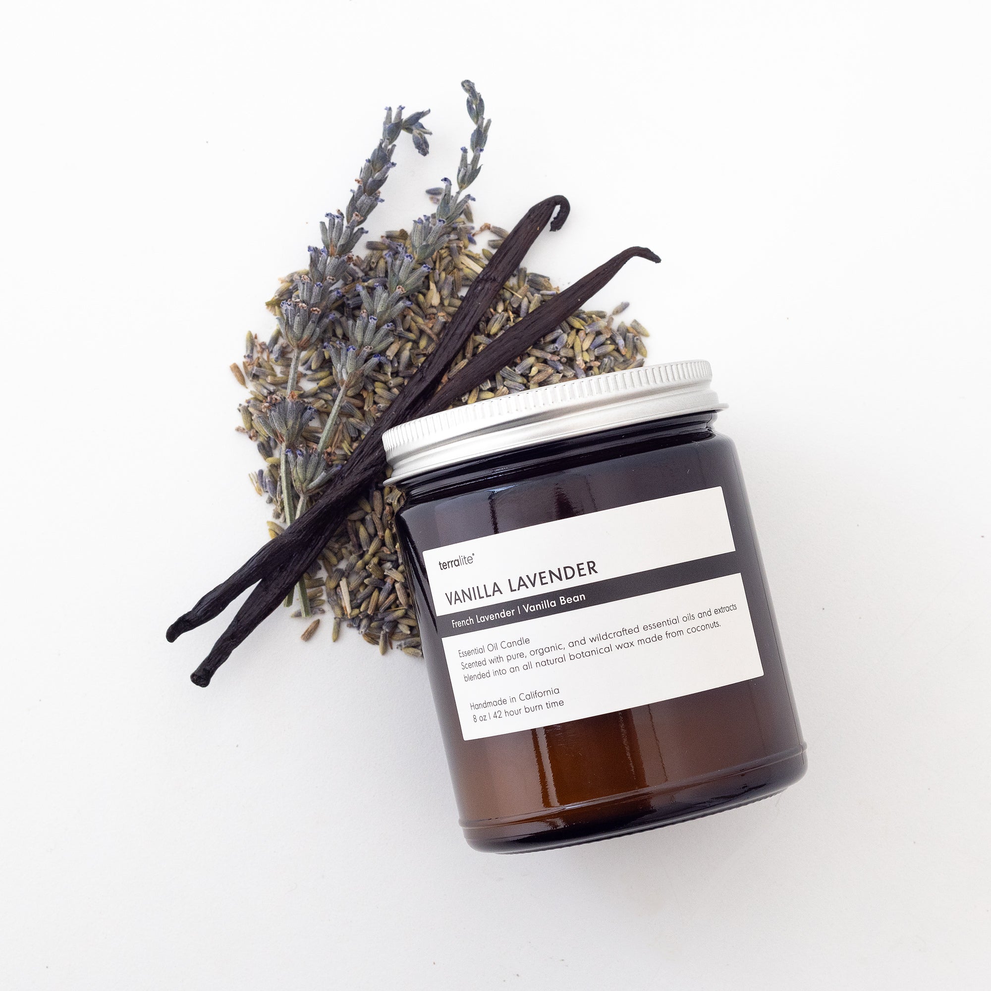 Vanilla Lavender Essential Oil Candle, all natural with organic essential oils - Classic Size